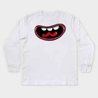 Smile funny face mask cartoon with bulk teeth Kids Long Sleeve T-Shirt